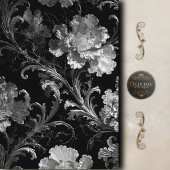 Schwarze Silber Barock Blumen Dekupage Sammlung Geschenkpapier Set