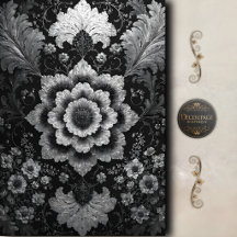 Schwarze Silber-Blumendamaskendekoupage