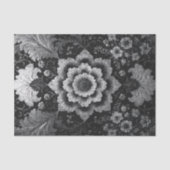 Schwarze Silber-Blumendamaskendekoupage Seidenpapier (Vorderseite)