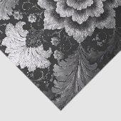 Schwarze Silber-Blumendamaskendekoupage Seidenpapier (Ausschnitt)