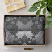 Schwarze Silber-Blumendamaskendekoupage Seidenpapier (Geschenk)
