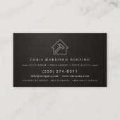 Schwarze Silber-Dachdecker-QR-Code Visitenkarte (Vorderseite)