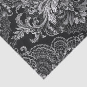 Schwarze Silber-Damask-Floral-Dekoupage Seidenpapier (Ausschnitt)