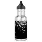 Schwarze Silber-Glitter-Monogramm-Initialen Name Edelstahlflasche (Rechts)