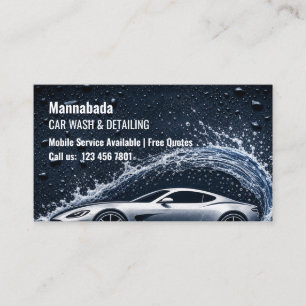 Schwarze Silber-Luxusauto-Wasch-Mobil-Autodetailie Visitenkarte