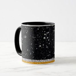 Schwarze Silber-Sterne Tasse