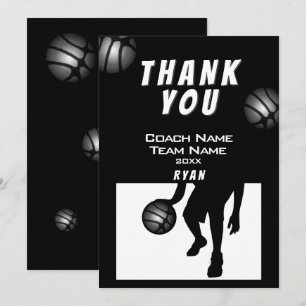 Schwarze silberne Basketball Dankeschön Trainer Ka Dankeskarte