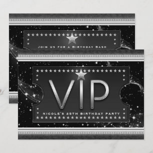 Schwarze & silberne Chic Glam VIP-Ticket-Einladung Einladung