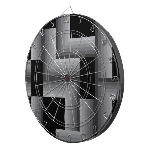 Schwarze, silberne, coole, einzigartige, trendige dartscheibe (Vorderseite rechts)