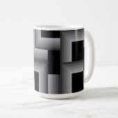 Schwarze, silberne, coole, einzigartige, trendige kaffeetasse (VorderseiteRechts)