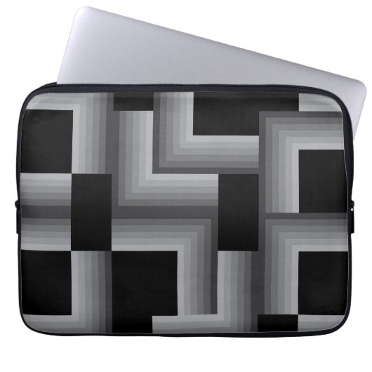 Schwarze, silberne, coole, einzigartige, trendige laptopschutzhülle (Vorderseite)