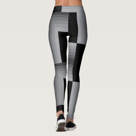 Schwarze, silberne, coole, einzigartige, trendige leggings (Rückseite)
