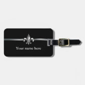 Schwarze silberne Lilie Gepäckanhänger (Vorderseite horizontal)