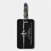 Schwarze silberne Lilie Gepäckanhänger (Rückseite vertikal)