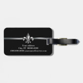 Schwarze silberne Lilie Gepäckanhänger (Rückseite horizontal)