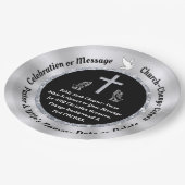 Schwarze, silberne, Personalisierte, Christliche T Pappteller (Schrägansicht)