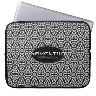 Schwarze silberne Stammesmuster-Laptoptasche Laptopschutzhülle