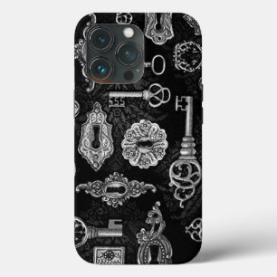 Schwarze & silberne Steampunk-Tasten Case-Mate iPhone Hülle