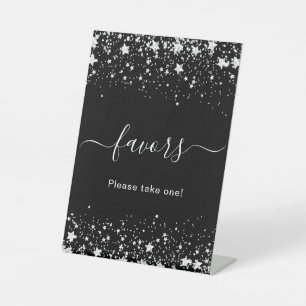 Schwarze silberne Sterne Gastparty-Geschenke Sockelschild