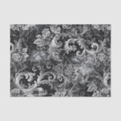 Schwarze Silberrolle Floral Decoupage Seidenpapier (Vorderseite)