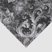 Schwarze Silberrolle Floral Decoupage Seidenpapier (Ausschnitt)