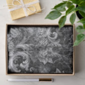 Schwarze Silberrolle Floral Decoupage Seidenpapier (Geschenk)