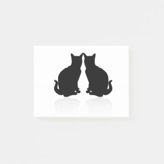 Schwarze Silhouette 2 Katzen Post-it Klebezettel