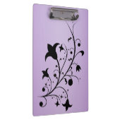 Schwarze Silhouette-abstrakte Rolle-Blumen lila Klemmbrett (Rechts)