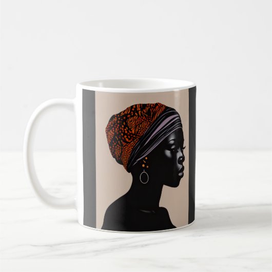 Schwarze Silhouette Afrikanische Amerikanerin Kopf Kaffeetasse (Links)