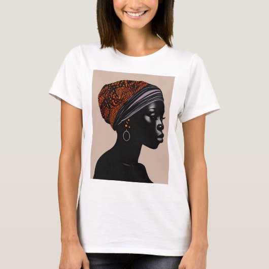 Schwarze Silhouette Afrikanische Amerikanerin Kopf T-Shirt (Vorderseite)