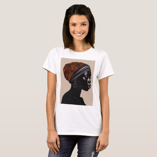 Schwarze Silhouette Afrikanische Amerikanerin Kopf T-Shirt (Vorne ganz)