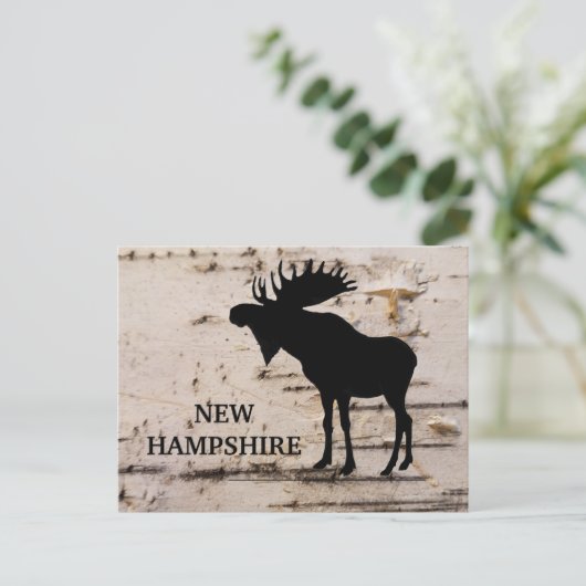 Schwarze Silhouette auf Birkenrinde Postkarte (Stehend Vorderseite)