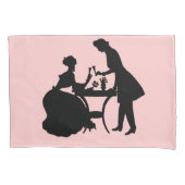 Schwarze Silhouette auf Rosa Romantischer Coupé We Kissenbezug (Vorderseite-Links)