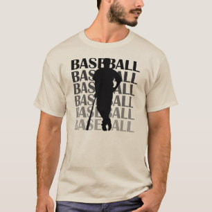Schwarze Silhouette-Baseball-Spieler-T - Shirts