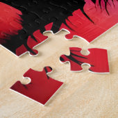 Schwarze Silhouette Bäume mit farbenfroher Himmels Puzzle (Seite)