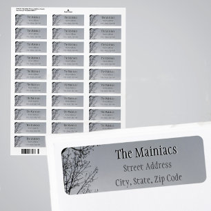 Schwarze Silhouette Baumzweige Grau Rücksendeadres