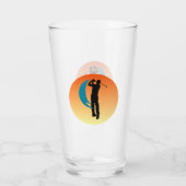 Schwarze Silhouette Bild eines Golfers Glas (Rückseite)