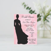 Schwarze Silhouette Braun Rosa Blumenuntergrund Einladungspostkarte (Stehend Vorderseite)