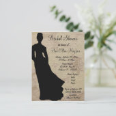 Schwarze Silhouette Bridge Beige Blumenhintergrund Einladungspostkarte (Stehend Vorderseite)