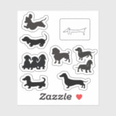 Schwarze Silhouette Dachshund Aufkleber (Blatt)