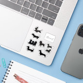 Schwarze Silhouette Dachshund Aufkleber (Laptop mit iPhone)