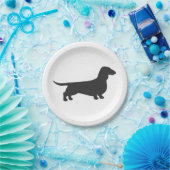 Schwarze Silhouette der Dackel Pappteller (Party)