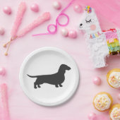 Schwarze Silhouette der Dackel Pappteller (Party)