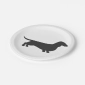 Schwarze Silhouette der Dackel Pappteller (Schrägansicht)