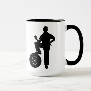 Schwarze Silhouette der mechanischen Tasse Name hi