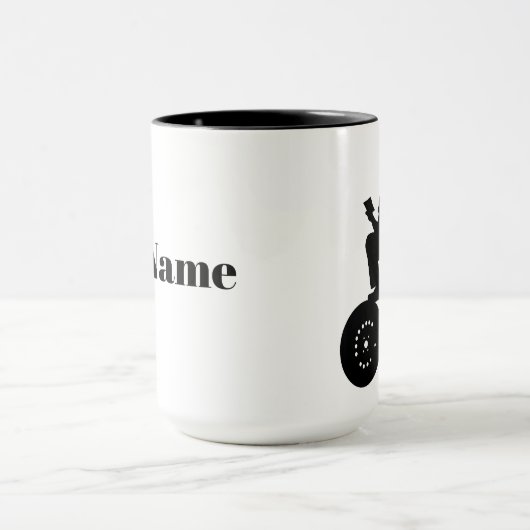 Schwarze Silhouette der mechanischen Tasse Name hi (Zentrum)