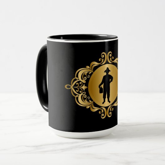 Schwarze Silhouette der Moonshiner-Tasse Tasse (Vorderseite Links)