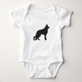 Schwarze Silhouette des deutschen Schäferhundes Baby Strampler (Vorderseite)