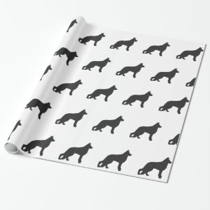 Schwarze Silhouette des deutschen Schäferhundes Geschenkpapier
