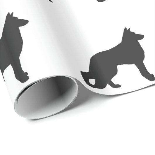 Schwarze Silhouette des deutschen Schäferhundes Geschenkpapier (Rolleneckpunkt)
